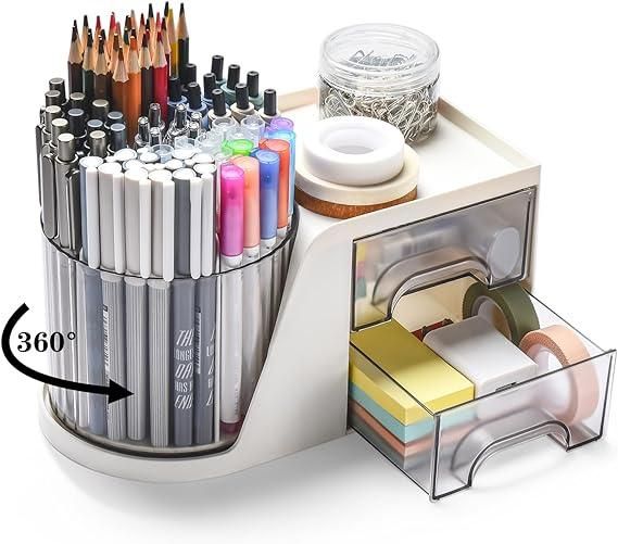 🌐360 Degree Rotating Desk Organizers - Space-Saving Stationery & Office Storage 🖋️📚