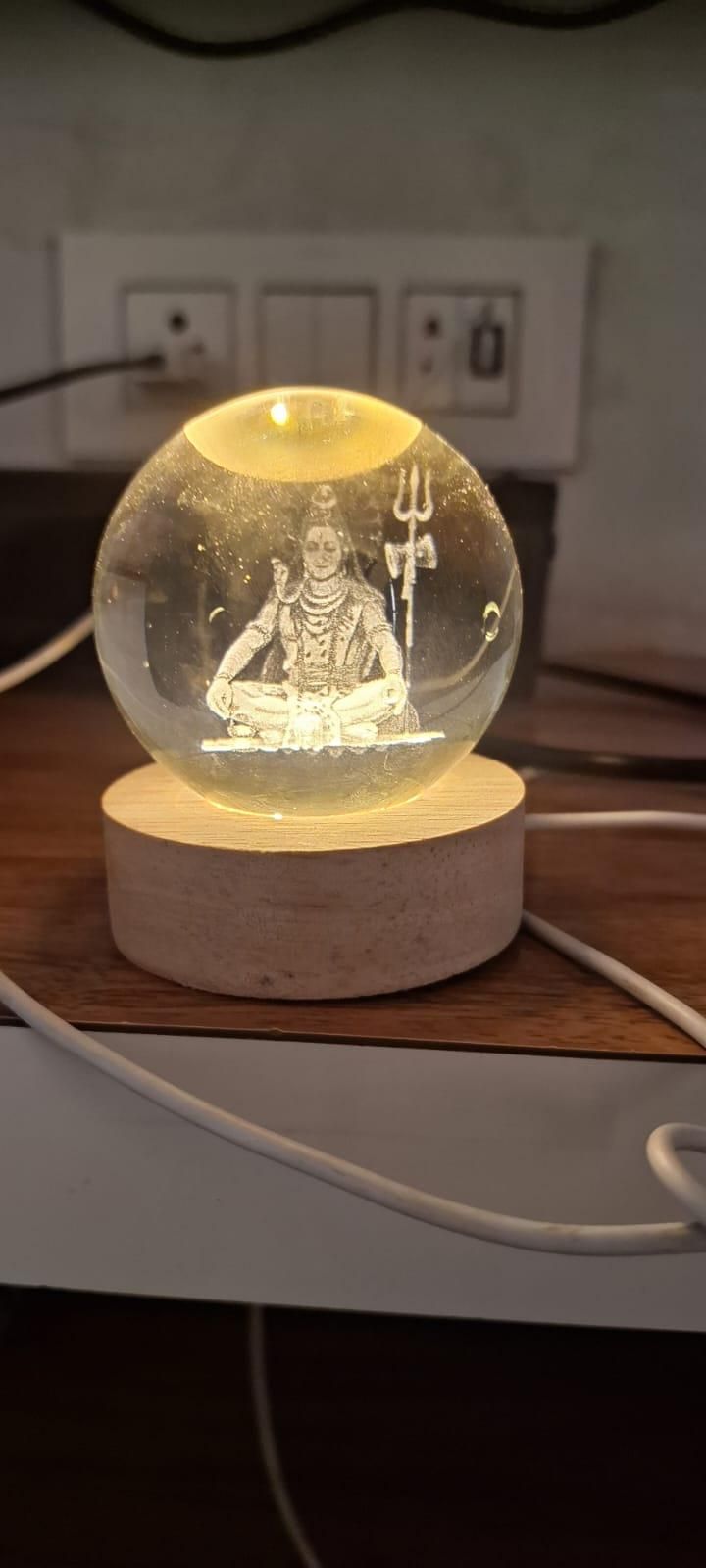 🔱 Shiv Crystal LED Lamp – Touch Sensor, Cordless Divine Night Light ✨🕉️