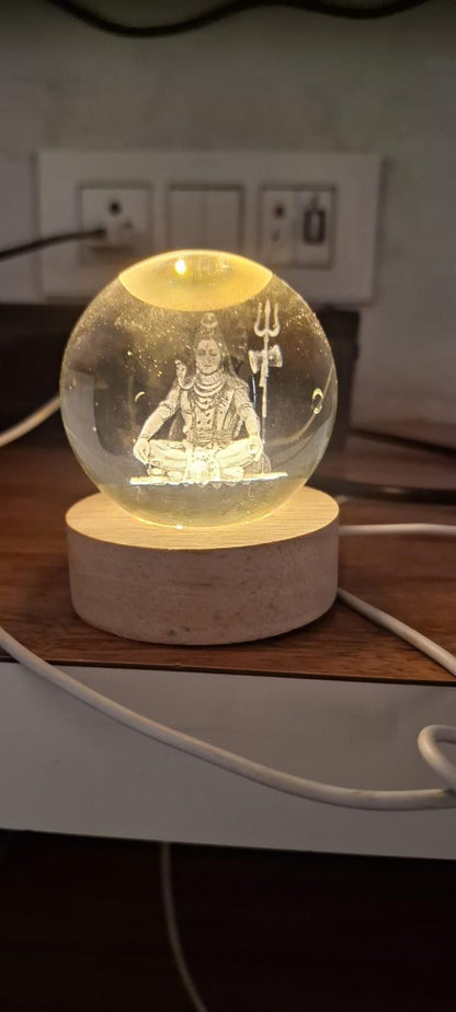 🔱 Shiv Crystal LED Lamp – Touch Sensor, Cordless Divine Night Light ✨🕉️