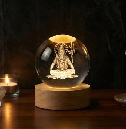 🔱 Shiv Crystal LED Lamp – Touch Sensor, Cordless Divine Night Light ✨🕉️